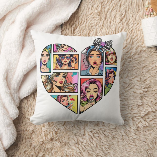 Pop Hart Collage van Iconische Vrouwen Kussen (Deken)