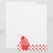 Pop Heart Cupcake Briefpapier (Voorkant / Achterkant)
