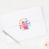 Pop Heart Cupcake Ronde Sticker (Envelop)