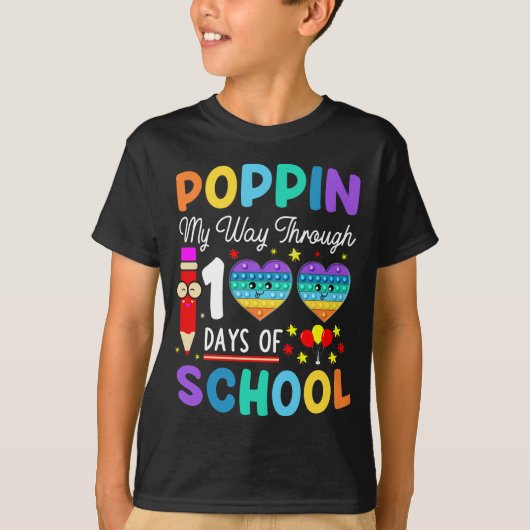 Pop Het 100e dag van de schoolkinderen Kinder T-shirt (Voorkant)