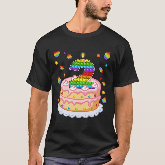 Pop Het 2e verjaardag Cake Girls Boys 2e jaar oud T-shirt (Voorkant)