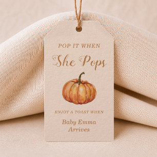Pop het als ze barst Fall Pumpkin Baby Shower Cadeaulabel