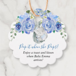 Pop het als ze barst olifant baby shower jongen bedankjes labels