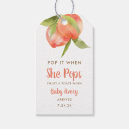 Pop het als ze knalt Little Peach Baby Shower Cadeaulabel