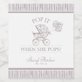 Pop het als ze Pop Baby shower Wijn Etiket (Enkel label)