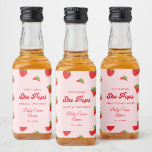 Pop het als ze Pop Berry Sweet Baby shower Mini Likeurfles Etiket