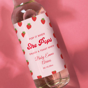 Pop het als ze Pop Berry Sweet Baby shower Mini Wijn Etiket
