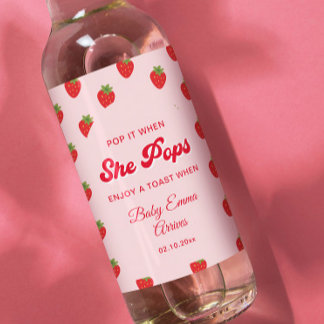 Pop het als ze Pop Berry Sweet Baby shower Mini Wijn Etiket