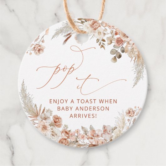 Pop het als ze Pop Boho Pampas Grass Bedankjes Labels (Voorkant)