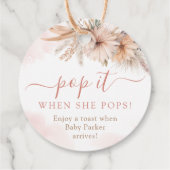 Pop het als ze Pop Boho Pampas Grass Floral Bedankjes Labels (Achterkant)