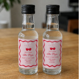 Pop het als ze pop Bow Cherry On Top Baby Shower Likeurfles Etiket