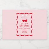 Pop het als ze pop Bow Cherry op Top Baby shower Likeurfles Etiket (Enkel label)