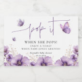 Pop het als ze pop Butterfly Baby Champagne Sparkling Wijnetiket (Enkel label)