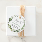 Pop het als ze pop eucalyptus baby shower bedankjes labels (In situ)