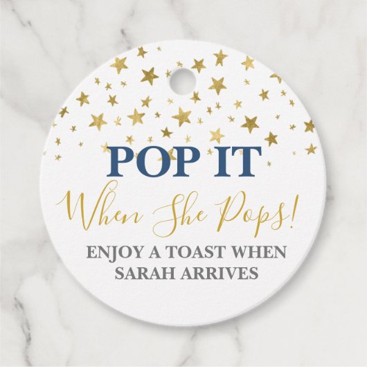 Pop het als ze pop jongen bedankjes labels (Voorkant)