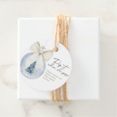 Pop het als ze pop met elegante kerstboom bedankjes labels (In situ)