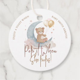 Pop het als ze Pop op Teddy Bear Baby shower Bedankjes Labels