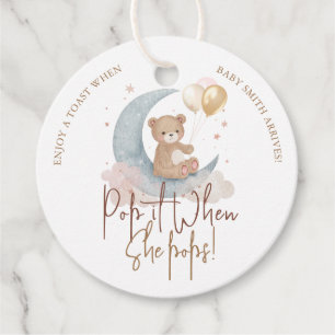 Pop het als ze Pop op Teddy Bear Baby shower Bedankjes Labels