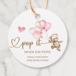 Pop het als ze Pop op Teddy Bear Baby shower Bedankjes Labels