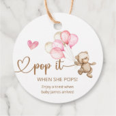 Pop het als ze Pop op Teddy Bear Baby shower Bedankjes Labels (Achterkant)