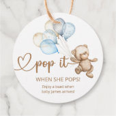 Pop het als ze Pop op Teddy Bear Baby shower Bedankjes Labels (Achterkant)