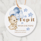 Pop het als ze Pop op Teddy Bear Baby shower Bedankjes Labels (Achterkant)