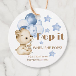 Pop het als ze Pop op Teddy Bear Baby shower Bedankjes Labels