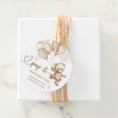 Pop het als ze Pop op Teddy Bear Baby shower Bedankjes Labels (In situ)