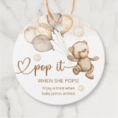 Pop het als ze Pop op Teddy Bear Baby shower Bedankjes Labels (Voorkant)