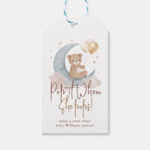 Pop het als ze Pop op Teddy Bear Baby shower Cadeaulabel