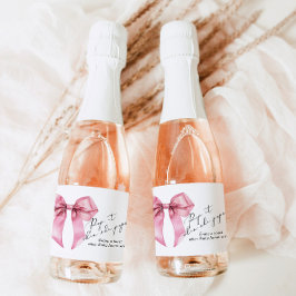 Pop het als ze Pop Pink Bow Baby shower Sparkling Wijnetiket