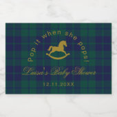 Pop het als ze pop Rocking Horse Plaid Sparkling Wijnetiket (Enkel label)