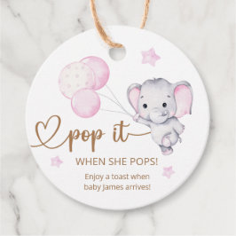 Pop het als ze Pop Roze Elephant Baby shower Bedankjes Labels