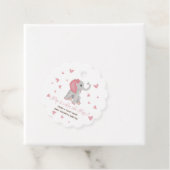Pop het als ze Pop Roze Elephant Baby shower Bedankjes Labels (In situ)