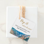 Pop het als ze Pop! Rustic Mountain Waterfall Bedankjes Labels (In situ)