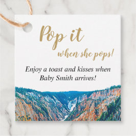 Pop het als ze Pop! Rustic Mountain Waterfall Bedankjes Labels