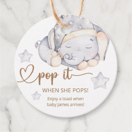 Pop het als ze Pop van olifant Baby shower Bedankjes Labels