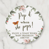 Pop het als ze Pop Woodland Baby shower Bedankjes Labels (Voorkant)