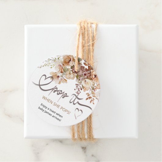Pop het als ze Poppen bloemenBaby shower Bedankjes Labels (In situ)