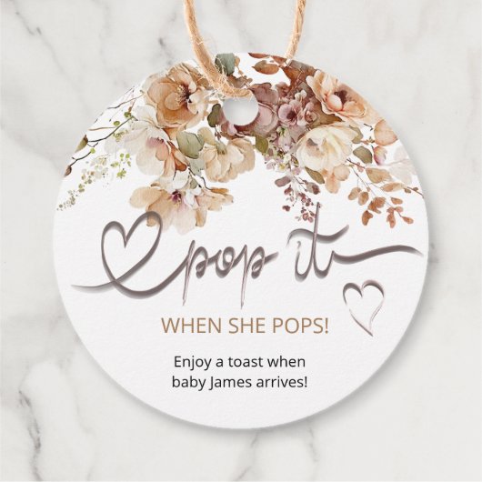 Pop het als ze Poppen bloemenBaby shower Bedankjes Labels (Achterkant)