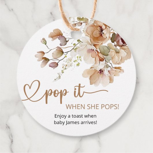 Pop het als ze Poppen bloemenBaby shower Bedankjes Labels (Achterkant)
