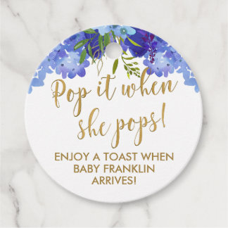 Pop het als ze poppen Blue Floral Boy Favor tags Bedankjes Labels