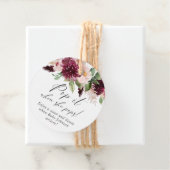 Pop het als ze poppen blush roze bordeaux bloemenv bedankjes labels (In situ)