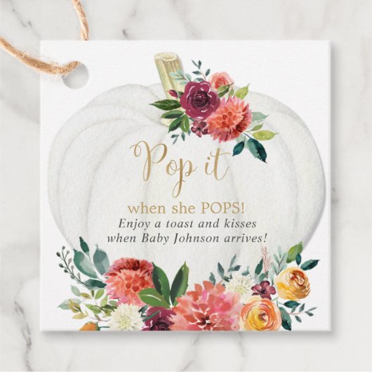 Pop het als ze poppen Bourgondische pompoen herfst Bedankjes Labels (Voorkant)