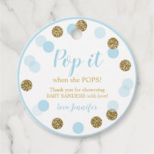 Pop het als ze Poppen Favor Tags Baby Boy Blue