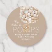 Pop het als ze Poppen genderneutraal Baby shower Bedankjes Labels (Voorkant)