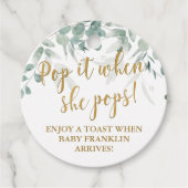Pop het als ze poppen Greenery Baby shower Bedankjes Labels (Voorkant)