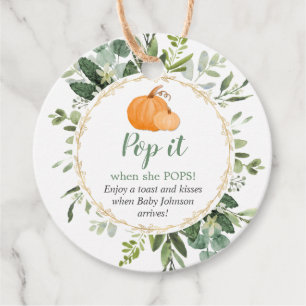Pop het als ze poppen groen pompoen champagne bedankjes labels
