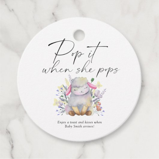 Pop het als ze poppen - kleine lammetje - bedankjes labels (Voorkant)