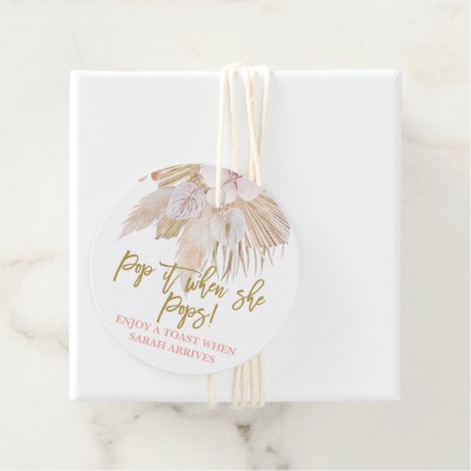 Pop het als Ze Poppen pampas gras Bedankjes Labels (In situ)